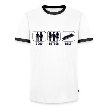 Bon Mieux Meilleur Harmoniciste Harmoniste Harmoniciste - T-shirt contrasté Homme - blanc/noir - Devant - AI Model Female 172 light (172cm) & AI Model Male 178 dark (178cm)