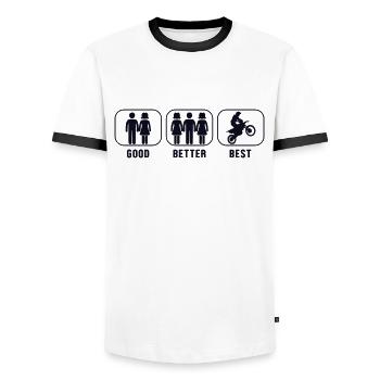Bon Meilleur Meilleur Motocross Racing Supermoto - T-shirt contrasté Homme - blanc/noir - Devant - AI Model Female 172 light (172cm) & AI Model Male 178 dark (178cm)