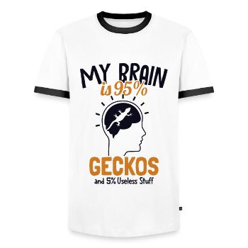 Mein Gehirn besteht zu 95% aus Geckos Eidechse Gekkota Schopf - Männer Kontrast-T-Shirt - Weiß/Schwarz - Vorne - AI Model Female 172 light (172cm) & AI Model Male 178 dark (178cm)