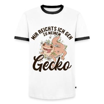 Mir reichts ich geh zu meinem Gecko Crested - Men's Ringer Shirt - white/black - Front - AI Model Female 172 light (172cm) & AI Model Male 178 dark (178cm)