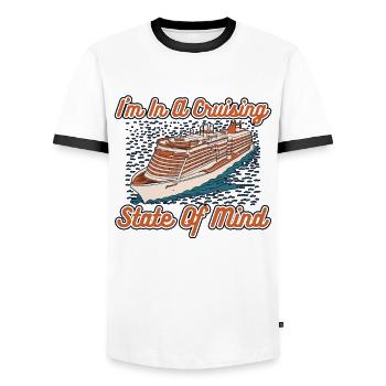 I'm In A Cruising State Of Mind Cruise Ship - Men's Ringer Shirt - white/black - Front - AI Model Female 172 light (172cm) & AI Model Male 178 dark (178cm)