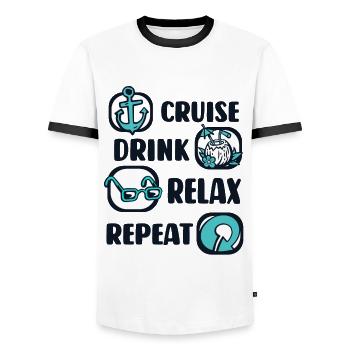 Cruise Drink Relax Repeat Cruise Ship Cruise - Men's Ringer Shirt - white/black - Front - AI Model Female 172 light (172cm) & AI Model Male 178 dark (178cm)