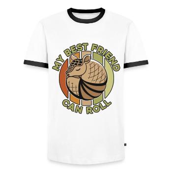 Meine beste Freundin kann rosa Feen-Cingulata rollen - Männer Kontrast-T-Shirt - Weiß/Schwarz - Vorne - AI Model Female 172 light (172cm) & AI Model Male 178 dark (178cm)