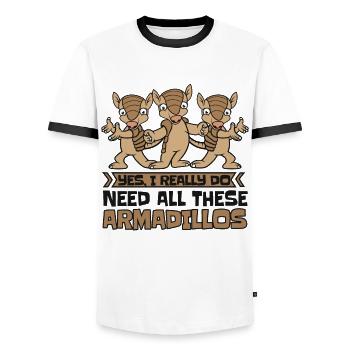 Really Do Need All These Armadillos Pink Fairy - Men's Ringer Shirt - white/black - Front - AI Model Female 172 light (172cm) & AI Model Male 178 dark (178cm)