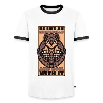 Roll With It Pink Fairy Chlamyphoridae Cingulata - Men's Ringer Shirt - white/black - Front - AI Model Female 172 light (172cm) & AI Model Male 178 dark (178cm)