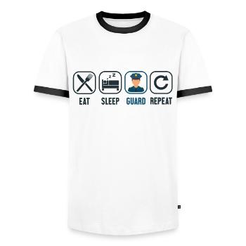 Manger Dormir Garde Policiers Répétitif Corrections - T-shirt contrasté Homme - blanc/noir - Devant - AI Model Female 172 light (172cm) & AI Model Male 178 dark (178cm)