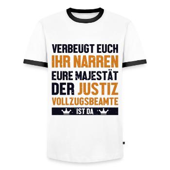 Verbeugt Euch Ihr Narren Officier de police - T-shirt contrasté Homme - blanc/noir - Devant - AI Model Female 172 light (172cm) & AI Model Male 178 dark (178cm)