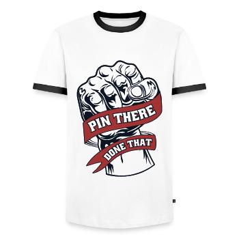 Pin dort getan, dass Techniken Übung Arm - Männer Kontrast-T-Shirt - Weiß/Schwarz - Vorne - AI Model Female 172 light (172cm) & AI Model Male 178 dark (178cm)