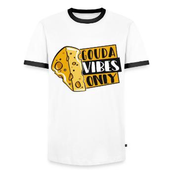 Gouda Vibes Only Maker Queso Amateur de fromager - T-shirt contrasté Homme - blanc/noir - Devant - AI Model Female 172 light (172cm) & AI Model Male 178 dark (178cm)