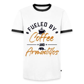 Fueled by Coffee and Armadillos Pink Fairy Lover - Men's Ringer Shirt - white/black - Front - AI Model Female 172 light (172cm) & AI Model Male 178 dark (178cm)
