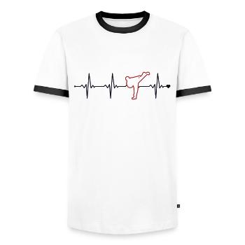 Capoeira Herzschlag Ginga Capoeirista Tanz - Männer Kontrast-T-Shirt - Weiß/Schwarz - Vorne - AI Model Female 172 light (172cm) & AI Model Male 178 dark (178cm)