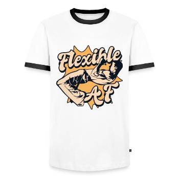 Flexible AF Ginga Capoeirista Professionnel de la danse - T-shirt contrasté Homme - blanc/noir - Devant - AI Model Female 172 light (172cm) & AI Model Male 178 dark (178cm)