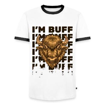 Je suis un amoureux du bison américain Buffalo Bovinae - T-shirt contrasté Homme - blanc/noir - Devant - AI Model Female 172 light (172cm) & AI Model Male 178 dark (178cm)