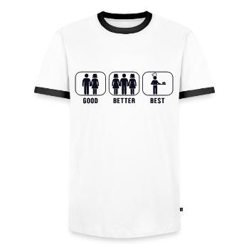 Bon Meilleur Amateur de Machine à Pain De Cuisson Du Pain - T-shirt contrasté Homme - blanc/noir - Devant - AI Model Female 172 light (172cm) & AI Model Male 178 dark (178cm)
