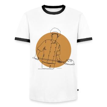 Lineart Bread Dough Bread Maker Bread Queen Bread - Men's Ringer Shirt - white/black - Front - AI Model Female 172 light (172cm) & AI Model Male 178 dark (178cm)