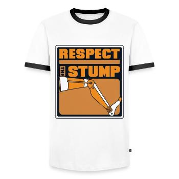 Respect The Stump Prosthesis Foot User Leg - Men's Ringer Shirt - white/black - Front - AI Model Female 172 light (172cm) & AI Model Male 178 dark (178cm)