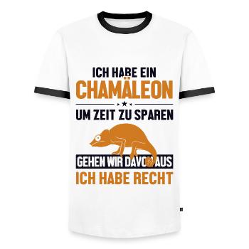 Chamäleonbesitzer hat immer Recht Veiled Panther - T-shirt contrasté Homme - blanc/noir - Devant - AI Model Female 172 light (172cm) & AI Model Male 178 dark (178cm)