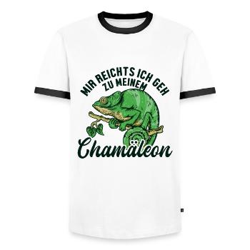 Mir reichts ich geh zu meinem Chamäleon Veiled - T-shirt contrasté Homme - blanc/noir - Devant - AI Model Female 172 light (172cm) & AI Model Male 178 dark (178cm)