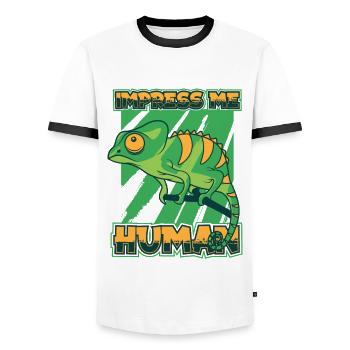 Impress Me Panthère humaine voilée Chamaeleonidae - T-shirt contrasté Homme - blanc/noir - Devant - AI Model Female 172 light (172cm) & AI Model Male 178 dark (178cm)