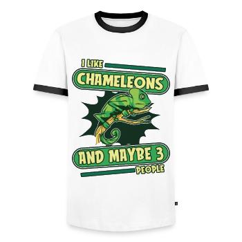 J’aime Chameleons And Maybe 3 People Panther - T-shirt contrasté Homme - blanc/noir - Devant - AI Model Female 172 light (172cm) & AI Model Male 178 dark (178cm)