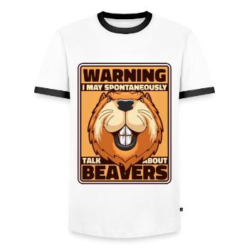 Kann spontan über eurasische Biber sprechen - Männer Kontrast-T-Shirt - Weiß/Schwarz - Vorne - AI Model Female 172 light (172cm) & AI Model Male 178 dark (178cm)