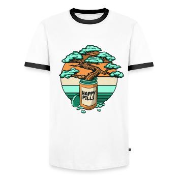 Happy Pills Penjing Indoor Bonsai Bonsai Pots - Men's Ringer Shirt - white/black - Front - AI Model Female 172 light (172cm) & AI Model Male 178 dark (178cm)