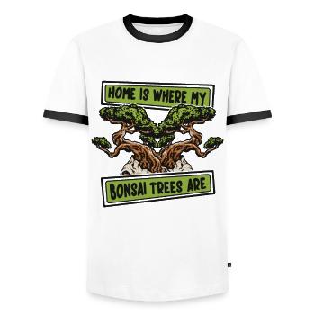 Zuhause ist, wo meine Bonsai Bäume sind Penjing Bonsai - Männer Kontrast-T-Shirt - Weiß/Schwarz - Vorne - AI Model Female 172 light (172cm) & AI Model Male 178 dark (178cm)