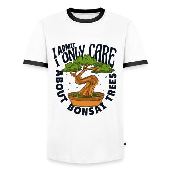 Je ne me soucie que des bonsaïs Penjing Indoor - T-shirt contrasté Homme - blanc/noir - Devant - AI Model Female 172 light (172cm) & AI Model Male 178 dark (178cm)