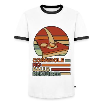 Keine Bälle erforderlich Spielbretter Sitzsack - Männer Kontrast-T-Shirt - Weiß/Schwarz - Vorne - AI Model Female 172 light (172cm) & AI Model Male 178 dark (178cm)