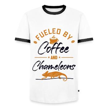 Alimenté par le café et les caméléons Panther voilé - T-shirt contrasté Homme - blanc/noir - Devant - AI Model Female 172 light (172cm) & AI Model Male 178 dark (178cm)