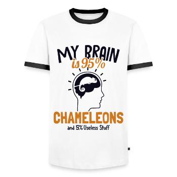 Mon cerveau est composé à 95% de caméléons Veiled Panther Lover - T-shirt contrasté Homme - blanc/noir - Devant - AI Model Female 172 light (172cm) & AI Model Male 178 dark (178cm)