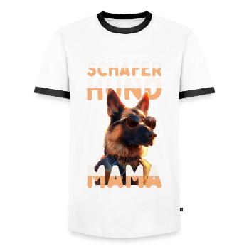 German Shepherd Mom Mistress Mother's Day Shepherd Dogs - Men's Ringer Shirt - white/black - Front - AI Model Female 172 light (172cm) & AI Model Male 178 dark (178cm)
