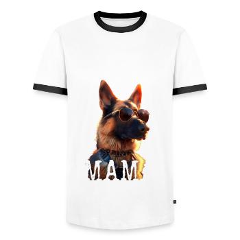 German Shepherd Mom Mistress Mother's Day Shepherd Dogs - Men's Ringer Shirt - white/black - Front - AI Model Female 172 light (172cm) & AI Model Male 178 dark (178cm)