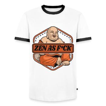 Zen Comme Fuck Bouddhiste Symbole Statue Prêtre Bouddhisme - T-shirt contrasté Homme - blanc/noir - Devant - AI Model Female 172 light (172cm) & AI Model Male 178 dark (178cm)