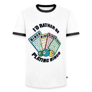 Je préfère jouer au bingo Professional Caller - T-shirt contrasté Homme - blanc/noir - Devant - AI Model Female 172 light (172cm) & AI Model Male 178 dark (178cm)