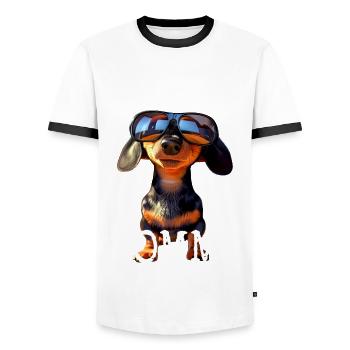 Viennese Mommy Dachshund Mom Dachshund Mom Mother's Day - Men's Ringer Shirt - white/black - Front - AI Model Female 172 light (172cm) & AI Model Male 178 dark (178cm)