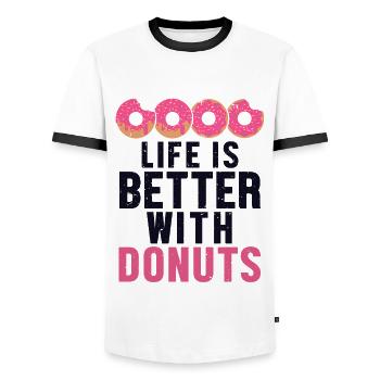 Life is Better With Donuts Doughnut Glazed Maker - Men's Ringer Shirt - white/black - Front - AI Model Female 172 light (172cm) & AI Model Male 178 dark (178cm)