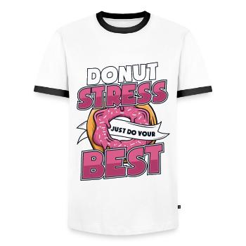 Donut-Stress mach einfach dein Bestes Donut-glasiert - Männer Kontrast-T-Shirt - Weiß/Schwarz - Vorne - AI Model Female 172 light (172cm) & AI Model Male 178 dark (178cm)