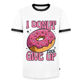Je n’abandonne jamais l’amateur de beignet glacé - T-shirt contrasté Homme - blanc/noir - Devant - AI Model Female 172 light (172cm) & AI Model Male 178 dark (178cm)