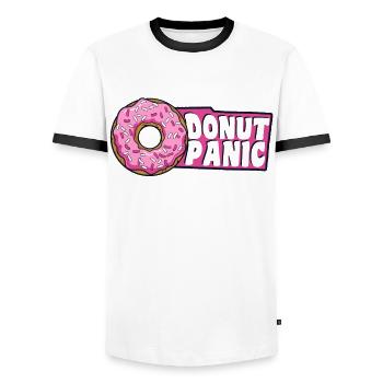 Donut Panic Doughnut Glazed Maker Lover Donut - T-shirt contrasté Homme - blanc/noir - Devant - AI Model Female 172 light (172cm) & AI Model Male 178 dark (178cm)