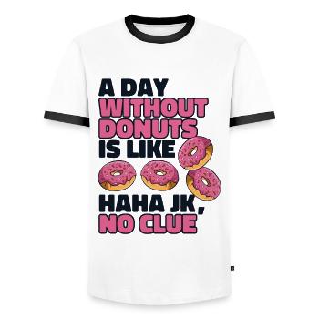 Une journée sans beignets, c’est comme un beignet glacé - T-shirt contrasté Homme - blanc/noir - Devant - AI Model Female 172 light (172cm) & AI Model Male 178 dark (178cm)