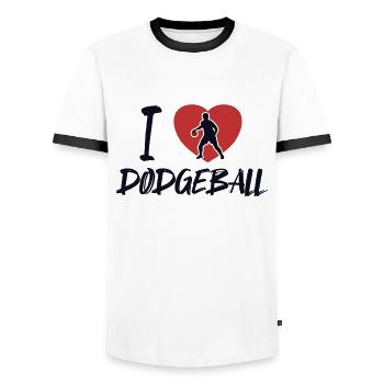 J’adore le jeu de dodgeball Prisonball Team Player - T-shirt contrasté Homme - blanc/noir - Devant - AI Model Female 172 light (172cm) & AI Model Male 178 dark (178cm)