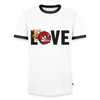 Dodgeball Love Prisonball Jeu d’équipe - T-shirt contrasté Homme - blanc/noir - Devant - AI Model Female 172 light (172cm) & AI Model Male 178 dark (178cm)