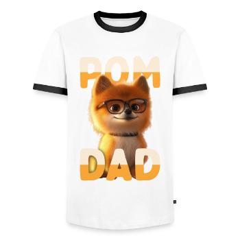 Pom Dad Zwergspitz Daddy Spitz Papa Vatertag Pom - Männer Kontrast-T-Shirt - Weiß/Schwarz - Vorne - AI Model Female 172 light (172cm) & AI Model Male 178 dark (178cm)