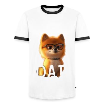 Pom Dad Zwergspitz Daddy Spitz Papa Vatertag Pom - Männer Kontrast-T-Shirt - Weiß/Schwarz - Vorne - AI Model Female 172 light (172cm) & AI Model Male 178 dark (178cm)
