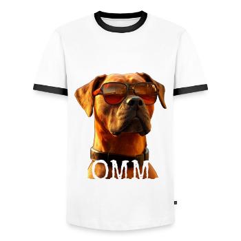Rhodesian Ridgeback Mommy Hunde Mama Muttertag Mom - Männer Kontrast-T-Shirt - Weiß/Schwarz - Vorne - AI Model Female 172 light (172cm) & AI Model Male 178 dark (178cm)