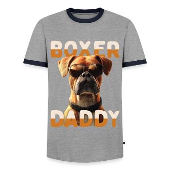 Allemand Boxer Papa Chien Papa Fête des Pères Boxer Papa - T-shirt contrasté Homme - gris/marine  - Devant - AI Model Female 172 light (172cm) & AI Model Male 178 light (178cm)