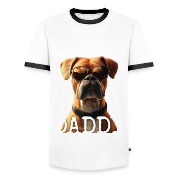 Deutscher Boxer Dad Hund Papa Vatertag Boxer Daddy - Männer Kontrast-T-Shirt - Weiß/Schwarz - Vorne - AI Model Female 172 light (172cm) & AI Model Male 178 dark (178cm)