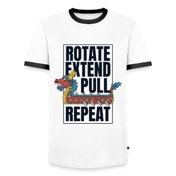 Rotation Extension Traction Répétition Pagayeur Batterie Équipe - T-shirt contrasté Homme - blanc/noir - Devant - AI Model Female 172 light (172cm) & AI Model Male 178 dark (178cm)