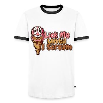 Lèche-moi jusqu’à ce que je crie Maker Gelato Frozen - T-shirt contrasté Homme - blanc/noir - Devant - AI Model Female 172 light (172cm) & AI Model Male 178 dark (178cm)